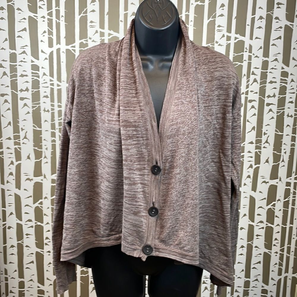 Hinge Lagenlook oversized cropped button up cardigan sweater